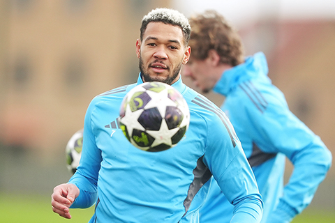 ◎ 紐卡素隊的喬林頓在二月二十三日於英格蘭泰恩河畔紐卡素參加訓練備戰。(美聯社Owen Humphreys)