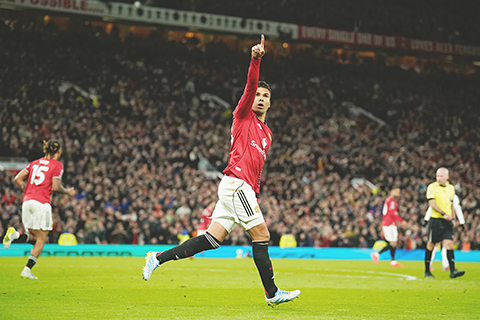 ◎ 老將卡斯米路為曼聯破蛋。(美聯社)